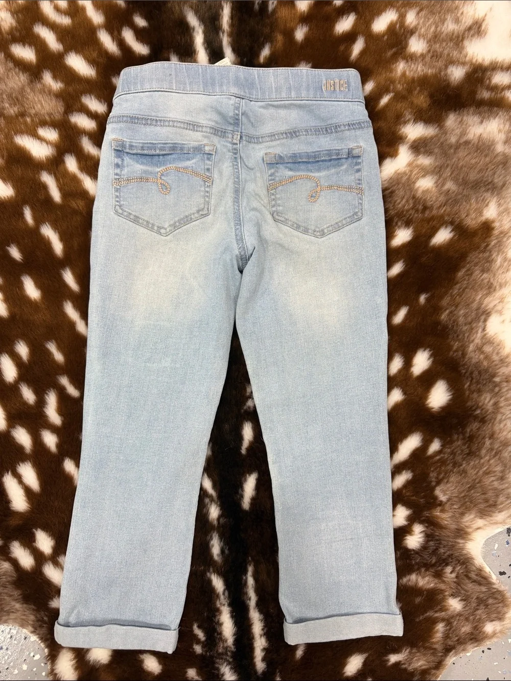 Justice Light Blue Distressed Girls' Ankle Jeans